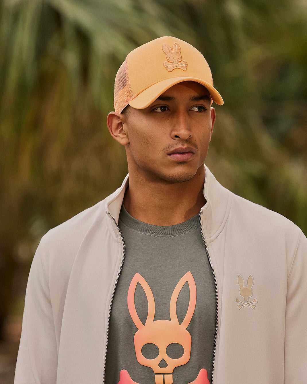 Sweat a Capuche Psycho Bunny Lyons High Collar Full Zip Beige Homme | XGG-46488652